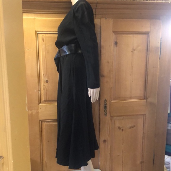 Vintage 80s Does 40s Sexy Black Wayne Clark Aline Marielle Power Dress - Picture 3 of 6